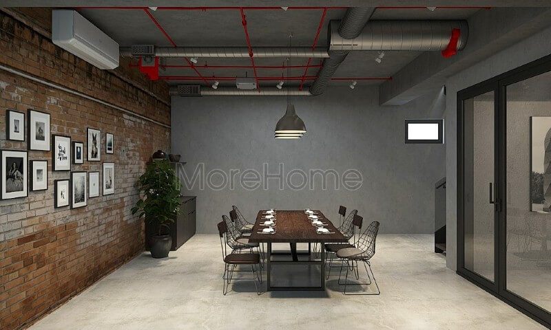 Mẫu bàn ăn đẹp với phần chân sắt tĩnh điện đơn giản mang lại cho gia chủ thuận tiện hơn trong quá trình di chuyển, đi lại
